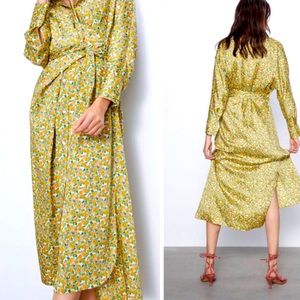 MIDI FLOWER SHIRT DRESS COLLAR TIED BELT